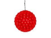 10 Red Lighted Hanging Star Sphere Christmas Decoration