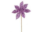 11 Lavender Purple Glitter Poinsettia Flower Artificial Christmas Spray Pick
