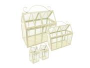 Set of 4 Gold and Antique White Brushed Metal Nesting Outdoor Greenhouse Terrariums 8.25 12