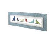 34.5 Rustic Homespun Colorful Birds on a Wire Framed Wall Decoration