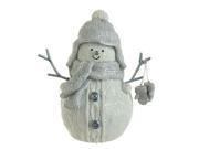 7 White Faux Knit Mica Glitter Snowman with Gloves Christmas Table Top Figure