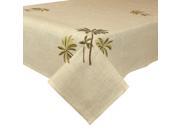 Calming Tropics Sandy Tan Palm Tree Embroidered Table Cloth 120 x 60