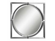 30 Contemporary Brushed Nickel Round Beveled Wall Mirror