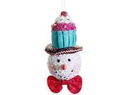 8.5 Cupcake Heaven Glitter Sequined Snowman with Cupcake Hat Christmas Ornament