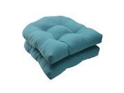 Set of 2 Aquatic Turquoise Outdoor Patio Tufted Wicker Seat Cushions 19