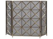 49 Decorative Silver Champagne Hand Forged Geometric Fireplace Screen