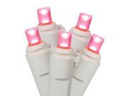 Set of 100 LED Pretty in Pink Wide Angle Christmas Lights White Wire