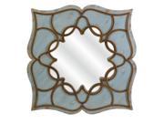 36 Caimile Distressed Pale Blue Wrought Iron and Wood Wall Mirror