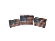 Set of 3 Rustic American Flag Decorative Wooden Storage Boxes 16