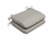 Set of 2 Ruche D abeille Taupe and White Outdoor Patio Chair Cushions 18.5