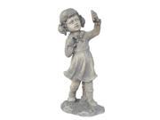 18 Distressed Gray Girl with Cell Phone Solar Powered LED Lighted Outdoor Patio Garden Statue