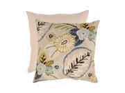 Eco Friendly Tropical Blue and Beige Floral Floor Pillow 23 x 23
