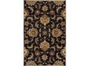 2 x 3 Midnight Black and SandyTan Abers Classic Hand Tufted Wool Area Throw Rug