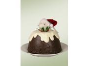 7 Decorative White Mouse in Plum Pudding Table Top Christmas Figure