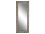 82 Distressed Slate Blue Rustic Ivory Wooden Framed Rectangular Leaner Mirror