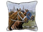 17 Day at the Horse Races Decorative Tapestry Accent Throw Pillow