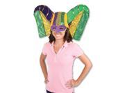 Pack of 6 Mardi Gras Themed Plush Mask Sequined Drape Hat Costume Accessories