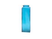 17.75 Wild Thing Bold Bright Transparent Blue Recycled Glass Square Flower Vase