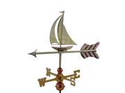21 Handcrafted Polished Copper Mighty Sailboat Outdoor Weathervane with Roof Mount