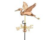 18 Handcrafted Polished Copper Blue Heron Outdoor Weathervane with Roof Mount