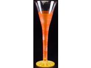 Set of 2 Frosted Orange Hand Painted Hollow Flute Drinking Glasses 16 Oz.