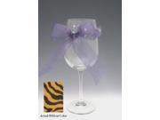 Set of 4 Jolie Tall Wine Drinking Glasses with Tiger Print Bows 16 ounces
