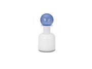 10.75 Short Barnaby Marshmallow White Glass Bottle Jar with Lapis Blue Stopper