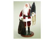 19 Traditional Red Velvet Santa Claus with Tree Christmas Caroler Figure