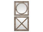 Set of 2 Italian Style â€œHugs and Kisses X O Gray Wash Wooden Wall Mirrors
