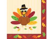 Club Pack of 192 Turkey Fun 2 Ply Paper Party Lunch Napkins 6.5