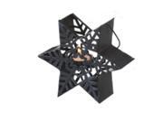 9.5 Alpine Chic Distressed Style Black Snowflake Star Design Tea Light Candle Holder Lantern