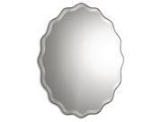 40 Scalloped Edge Vanity Unframed Beveled Oval Wall Mirror