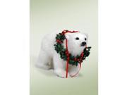 6 Standing Polar Bear Cub with Wreath Animal Christmas Figure