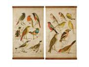 Set of 2 Retro Antique Style Rolled Canvas Bird Print Wall Art Decorations 41