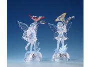 Pack of 8 Icy Crystal Decorative Illuminated Fairy with Flower Figurines 6.5
