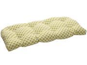 44 Eco Friendly Green and White Geometric Outdoor Wicker Loveseat Cushion