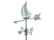 21 Handcrafted Blue Verde Mighty Sailboat Outdoor Weathervane with Garden Pole