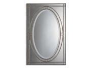 44 Antiqued Silver Champagne Beaded Rectangular Beveled Wall Mirror