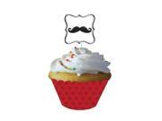 Club Pack of 144 Red Polka Dot Cupcake Dessert Wrappers With Mustache Madness Toppers