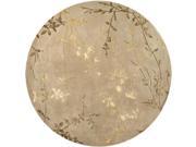 8 Asian Autumn Branch Gold and Mustard Wool Round Area Throw Rug
