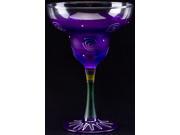 Set of 2 Purple White Hand Painted Margarita Drinking Glasses 12 Ounces