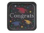 Club Pack of 96 Chalk It Up Grad Congrats Square Disposable Paper Lunch Plates 7