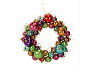 16 Multi Color Striped and Polka Dotted Christmas Ball Ornament Wreath Unlit
