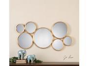24 Circular Slightly Antiqued Gold Metal Rings Decorative Wall Mirror
