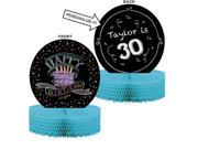 Pack of 6 Bermuda Blue Happy Birthday To You Die Cut Honeycomb Party Centerpieces 13.5