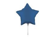 Pack of 10 Metallic True Blue Star Foil Party Balloons with Sticks 18