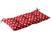Outdoor Patio Furniture Tufted Bench Loveseat Cushion Red White Polka Dot