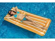 72 Water Sports Transparent Orange and White Cool Stripe Inflatable Swimming Pool Mattress Float