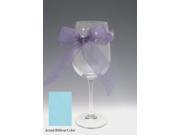 Set of 4 Jolie Tall Wine Drinking Glasses with Solid Pale Blue Bows 16 ounces
