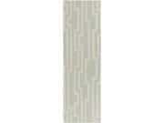 2.5' x 8' Incessant Paths Aqua Green and Ivory Hand Woven Wool Reversible Area Throw Rug Runner 2.5' x 8' Incessant Paths Aqua Green and Ivory Hand Woven Wool Reversible Area Throw Rug Runner